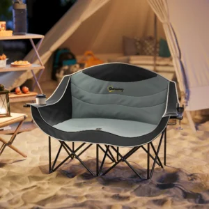 Gepolsterter Klapp-Campingstuhl für Erwachsene, Doppelstuhl mit Armlehnen, Ge...