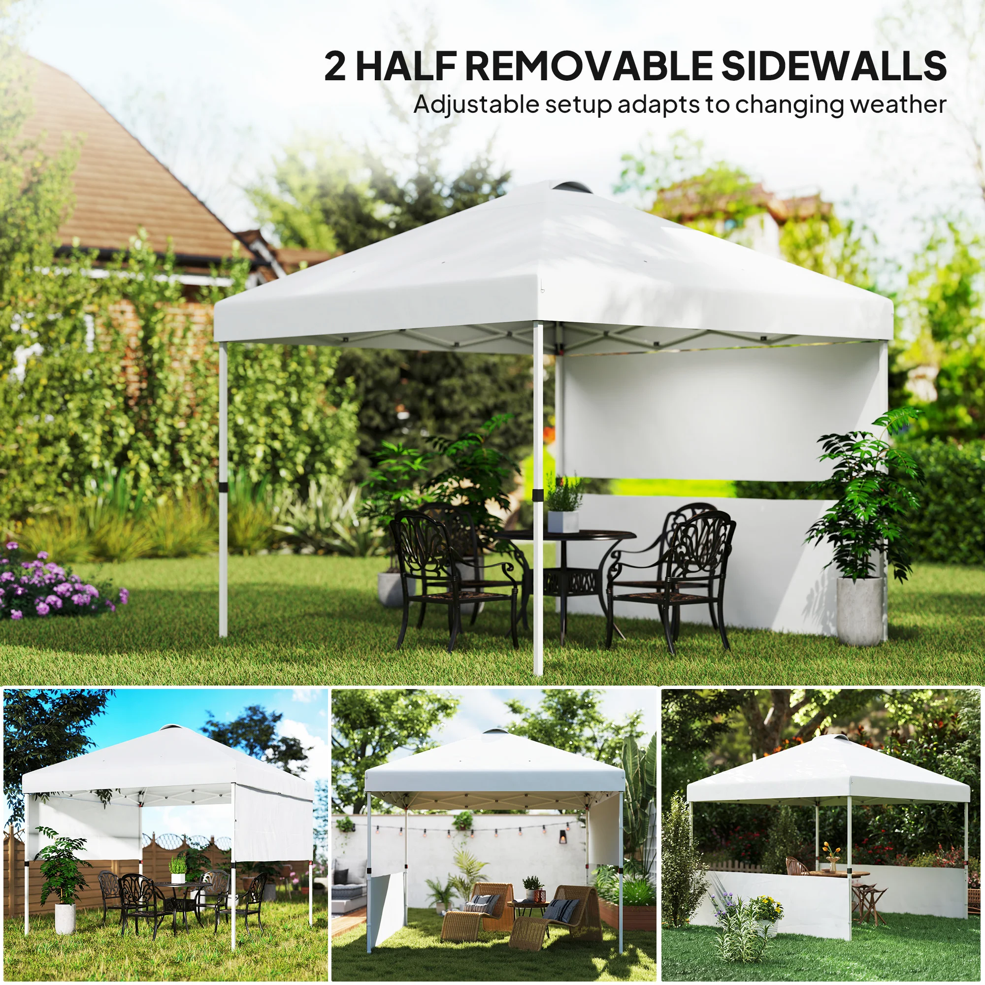 Toldo plegable 10x10 con 2 paredes laterales, UV50+, protección solar con bolsa de transporte,... - Image 3