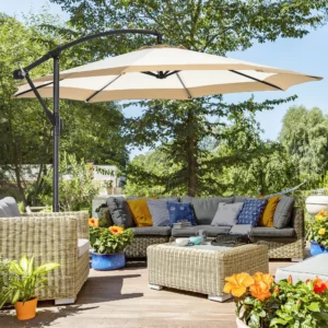 10ft Gelenk-Garten-Schirm mit Kurbel und Kreuzfuß für Terrasse, Pool, Garten