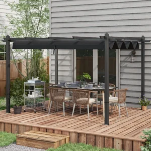 CampGlut 10x13 Fuß ausziehbare Pergola-Markise aus Aluminium.