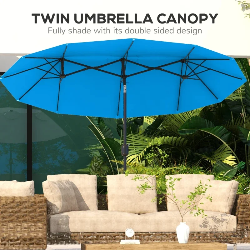 Double-Sided Patio Umbrella, 2.9 m, with Tilt Function and Crank, 3 Vents - Image 5