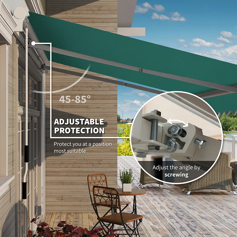 13 x 8 ausziehbare Markise, Terrassenüberdachung, Sonnenschutz mit Handkurbel... – Bild 7