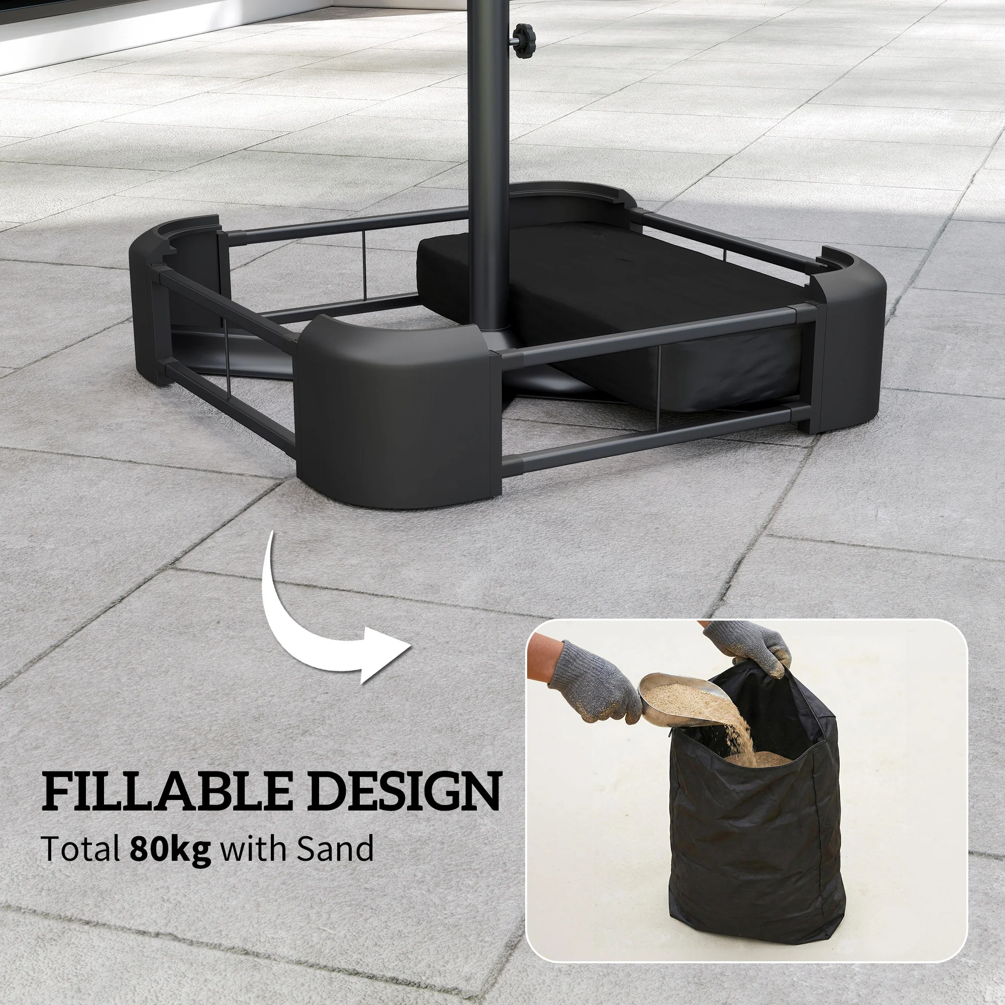 CampGlut schwerer Stand für Cantilever Schirme, Outdoor-Einsatz.