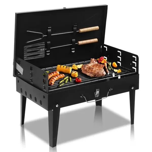 44x27x7cm Portable Square Charcoal Grill Black - Image 15