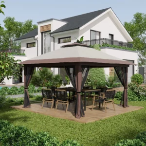 13 x 13 Pop-Up-Pavillon, 2-stöckiges Dach, Tragetasche, Gewichtstaschen, Outd...