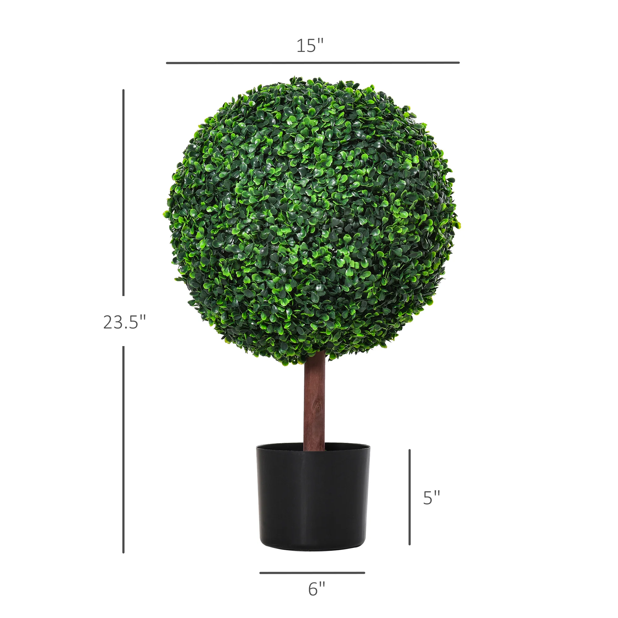 23,5" Künstlicher Buchsbaumkugelbaum, Deko-Pflanze, inkl. Topf – Bild 6