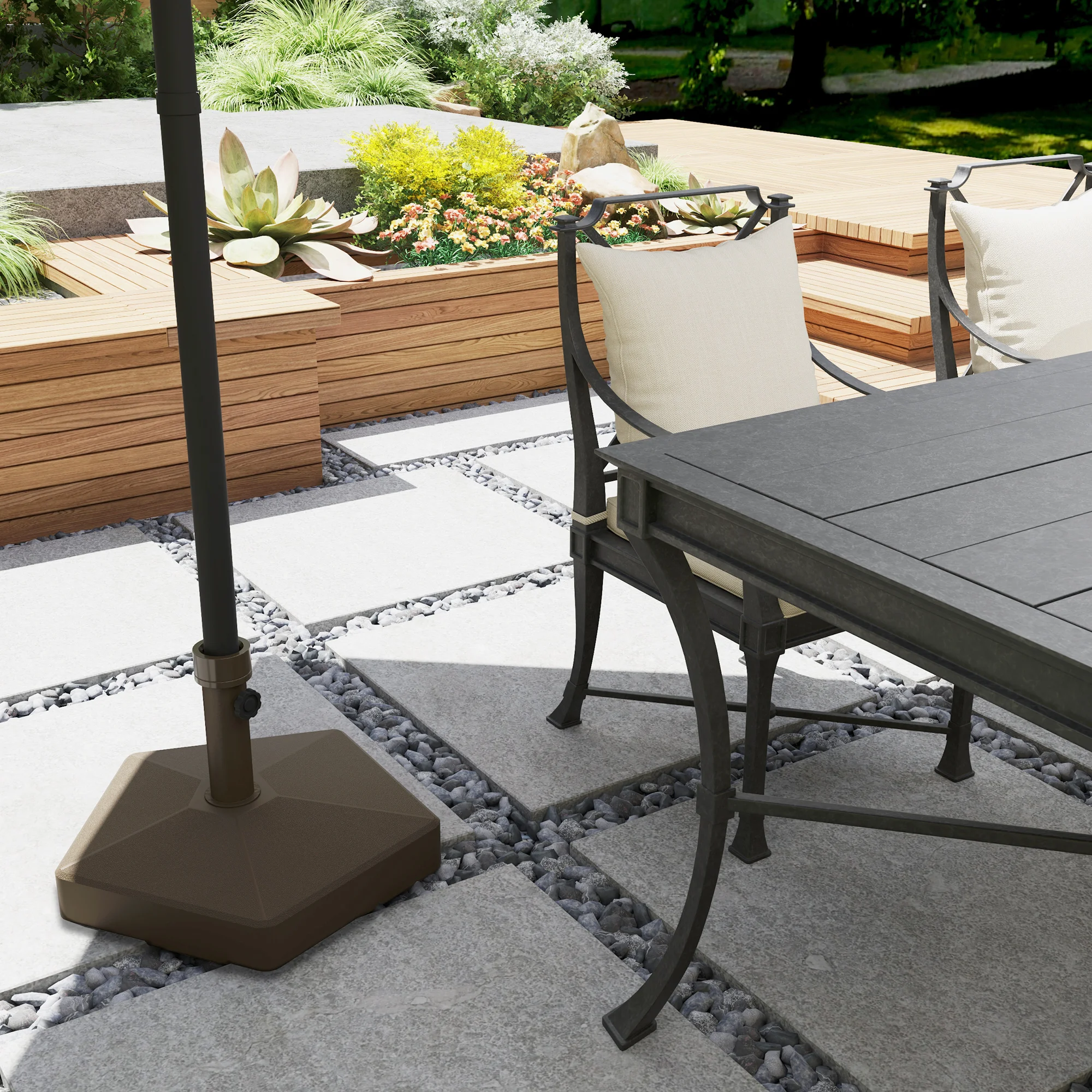 Terrassenschirmständer, schwerer Outdoor-Standfuß, bis 19 kg Sand/15 kg Wasse... – Bild 8