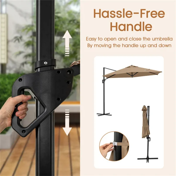 CampGlut 9x8.2FT Cantilever Patio Umbrella mit Kurbel.