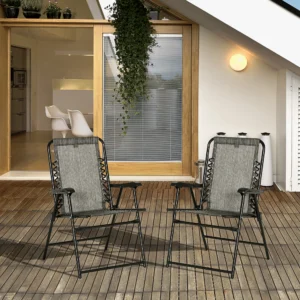 2-teiliges Klappstuhl-Set, Outdoor, mit Armlehne, tragbar, für Terrasse, Pool...