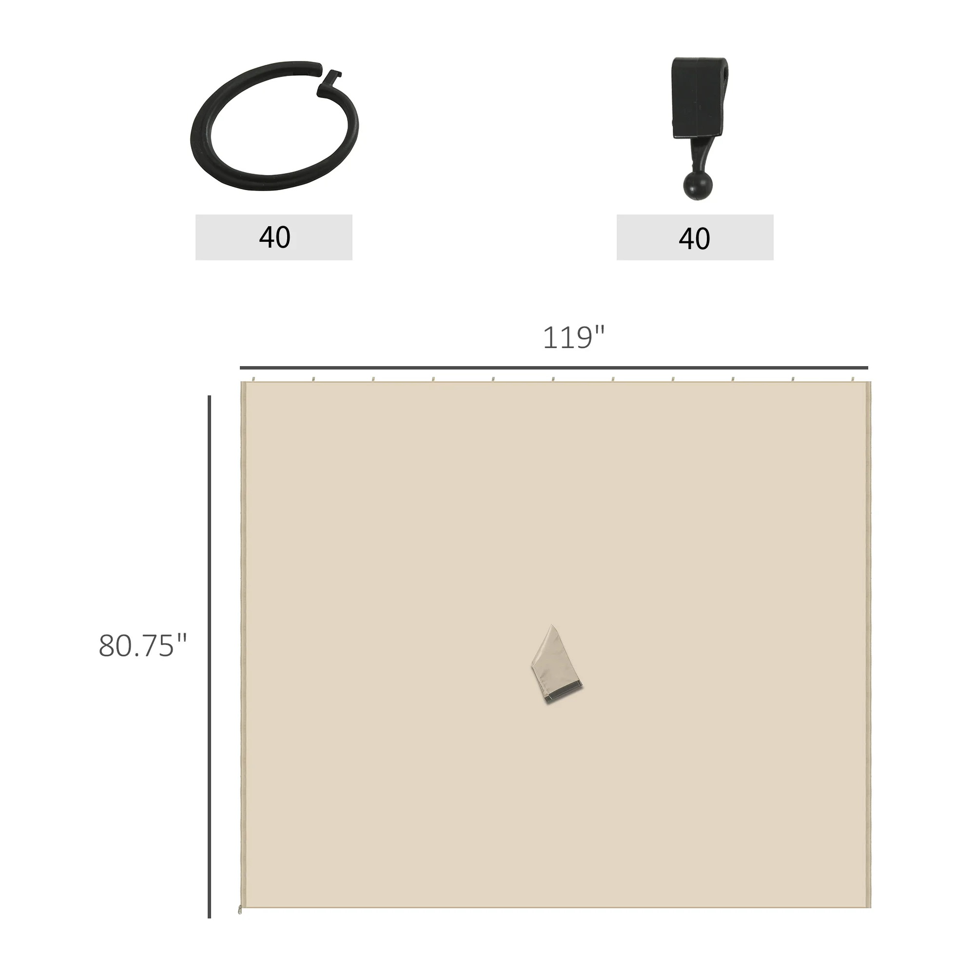 9,84 x 9,84 m Seitenwand-Set für Pavillon mit Haken/C-Ringen, Beige – Bild 8