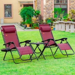 Schwerelosigkeit-Liegestuhl-Set mit Beistelltisch, klappbar, mit Getränkehalt...