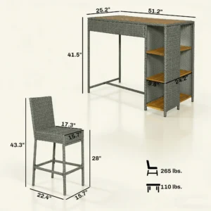 CampGlut Camping-Bar-Set mit 5 Teilen aus Korb.