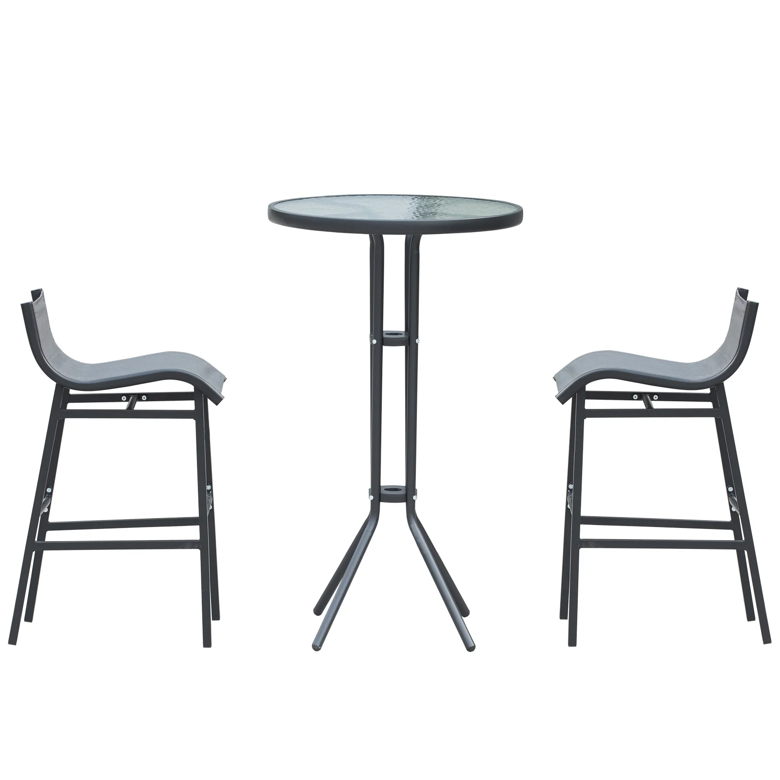 3-teiliges Outdoor-Bistro-Set für 2 Personen, Barhöhe, Anthrazitgrau – Bild 8