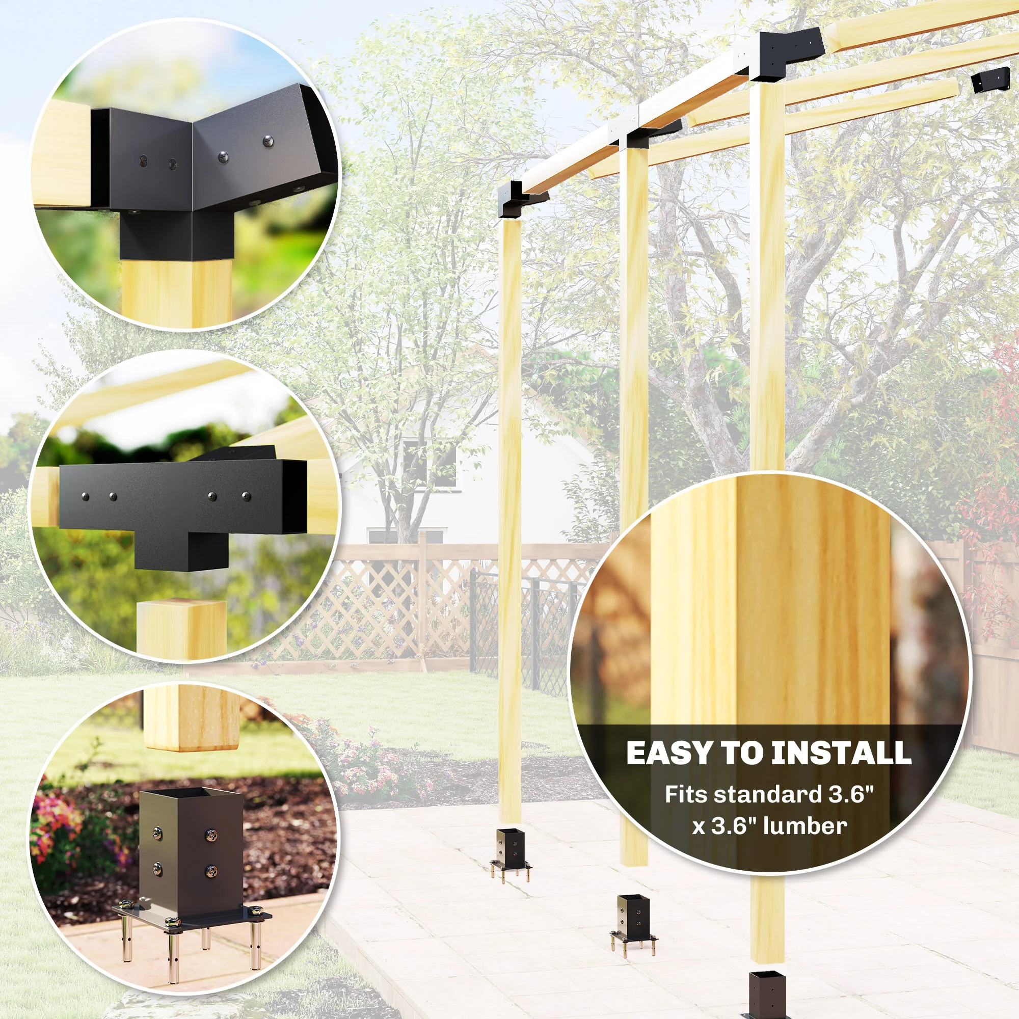 CampGlut Pergola Kit mit Markise und Beleuchtung.