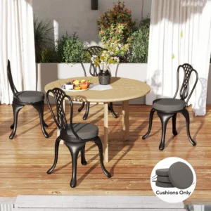 Terrassenstuhlkissen Set 4er, runde Sitzkissen für Bistrostühle, waschbar, 15...