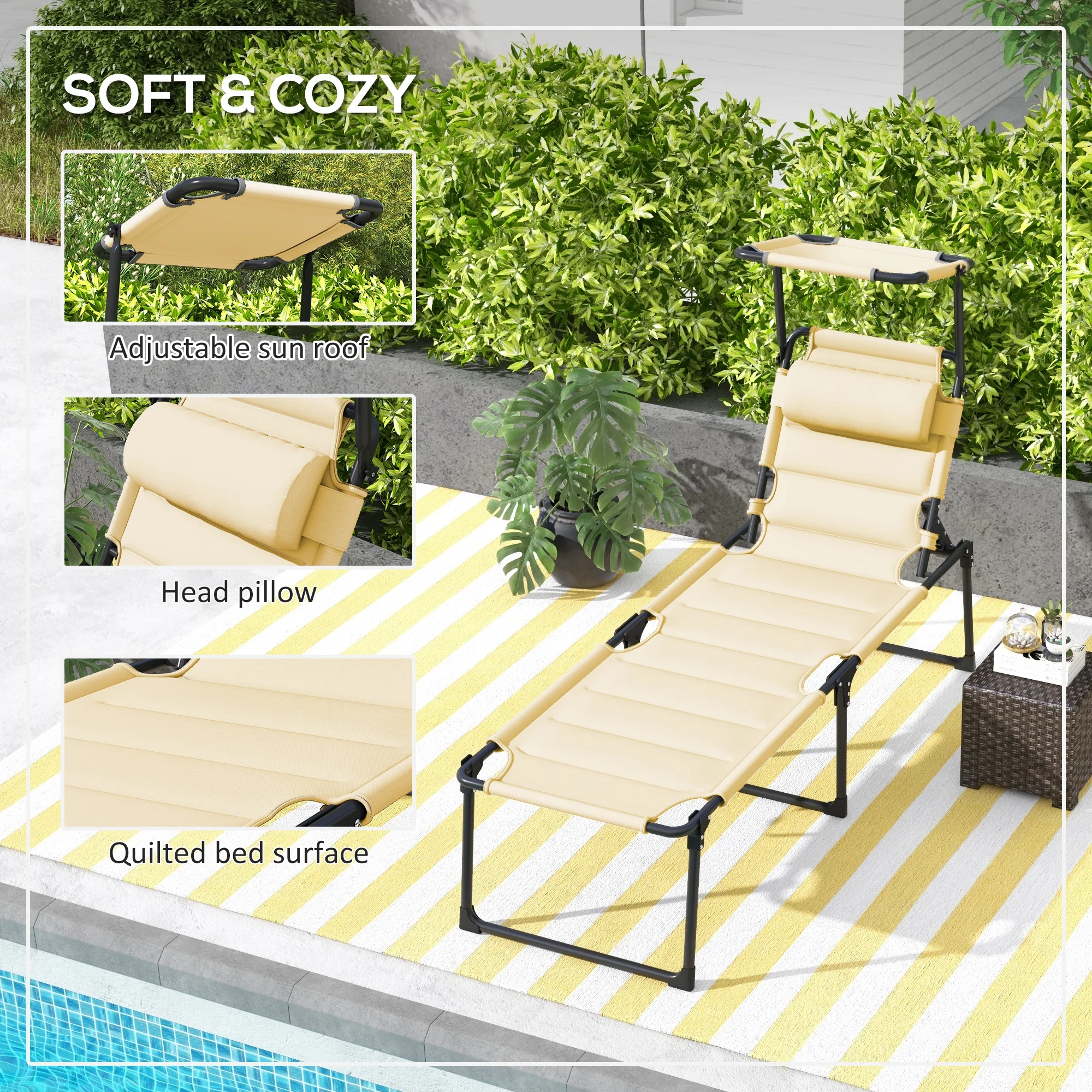 Detail CampGlut Loungesessel mit wetterfestem Gestell.