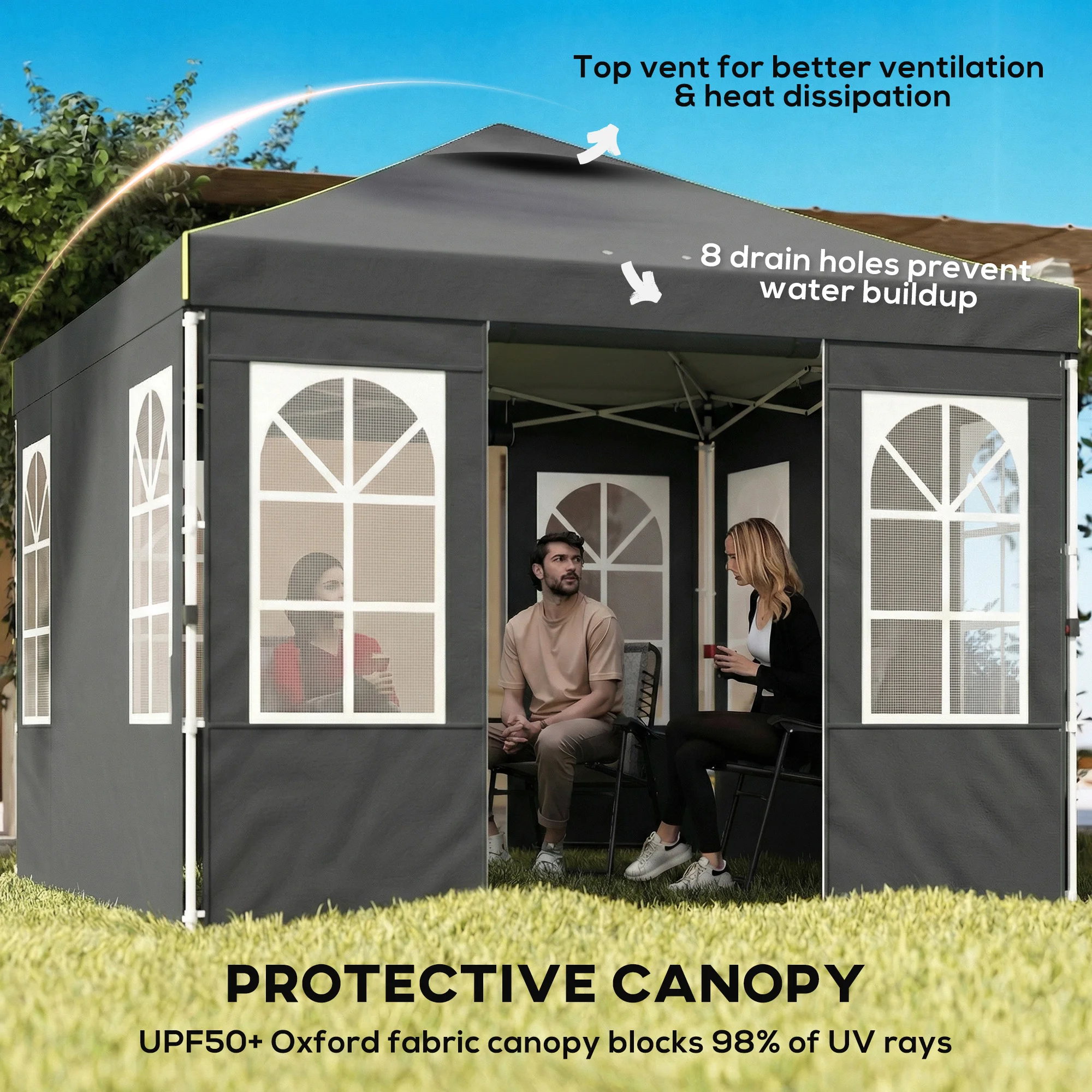 CampGlut Seitenwände schützen vor Wind und Sonne beim Camping.