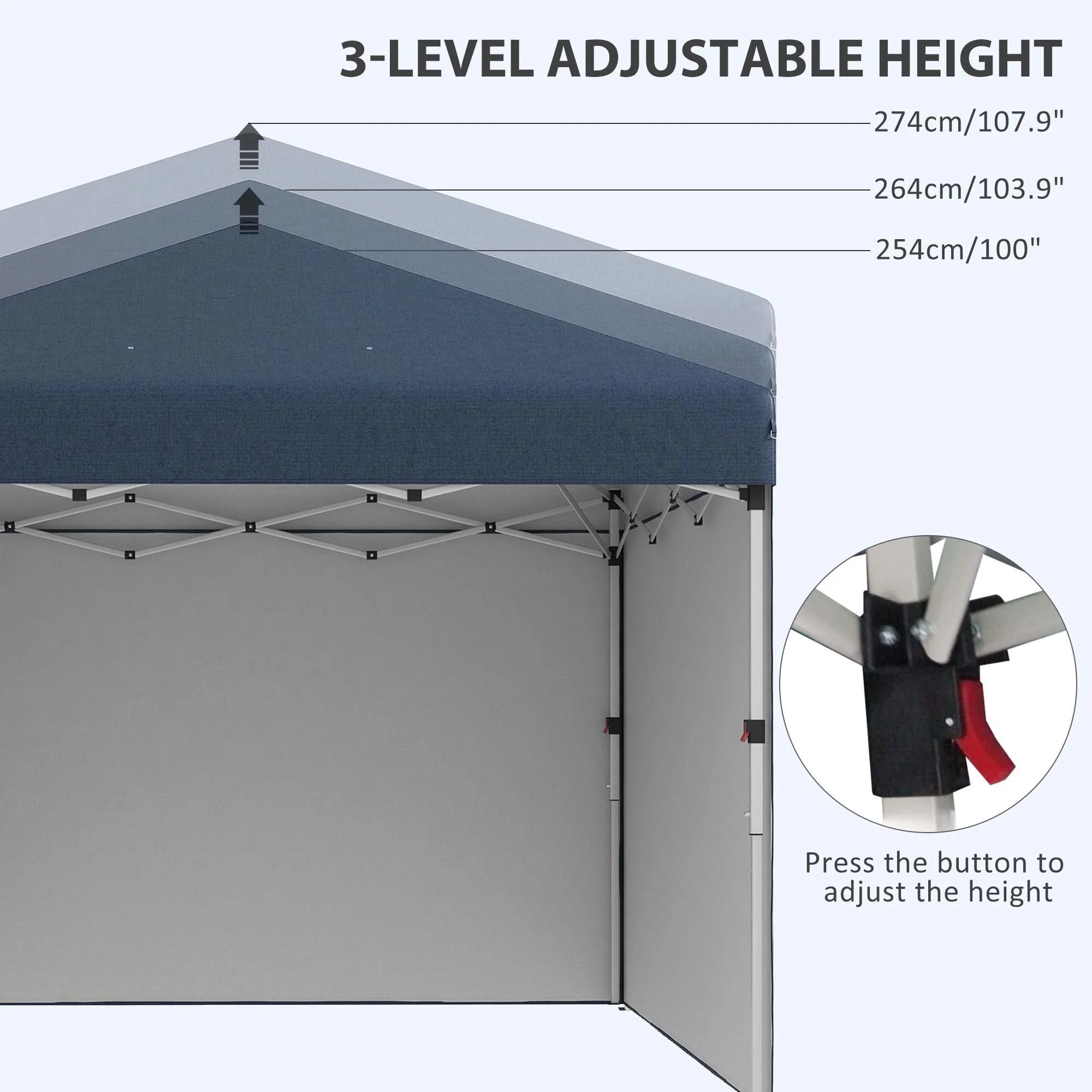 10 x 10 Pop-Up-Pavillon mit Seitenwänden, Gewichtstaschen & Tragetasche, höhe... – Bild 6