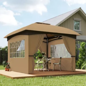 11 x 11 Outdoor-Pavillon, Doppeldach-Pavillon mit Vorhängen, Kirchenfenstern,...