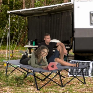 2-Personen-Klappbett für Erwachsene, 127 cm breit, mit Tragetasche, Grau