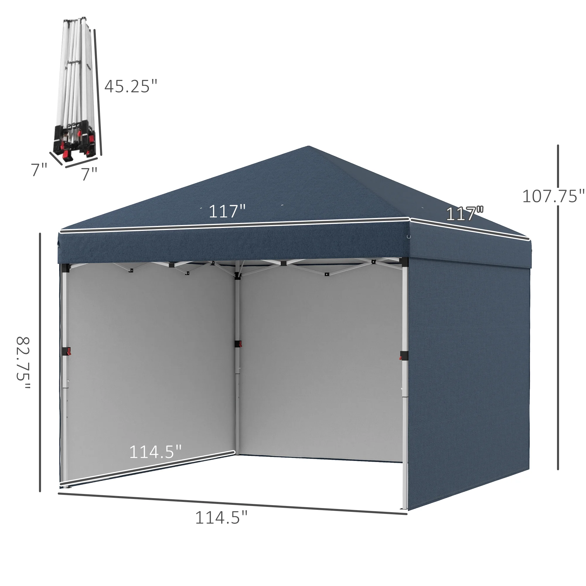 10 x 10 Pop-Up-Pavillon mit Seitenwänden, Gewichtstaschen & Tragetasche, höhe... – Bild 7