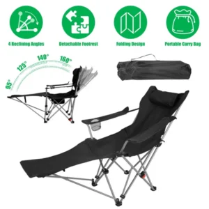 CampGlut klappbarer Camping-Loungesessel mit 4-Positionen-Rückenlehne.