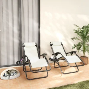 Zero Gravity Liegestuhl Set, 2er-Set klappbare Outdoor-Liegen mit Kopfstütze ...