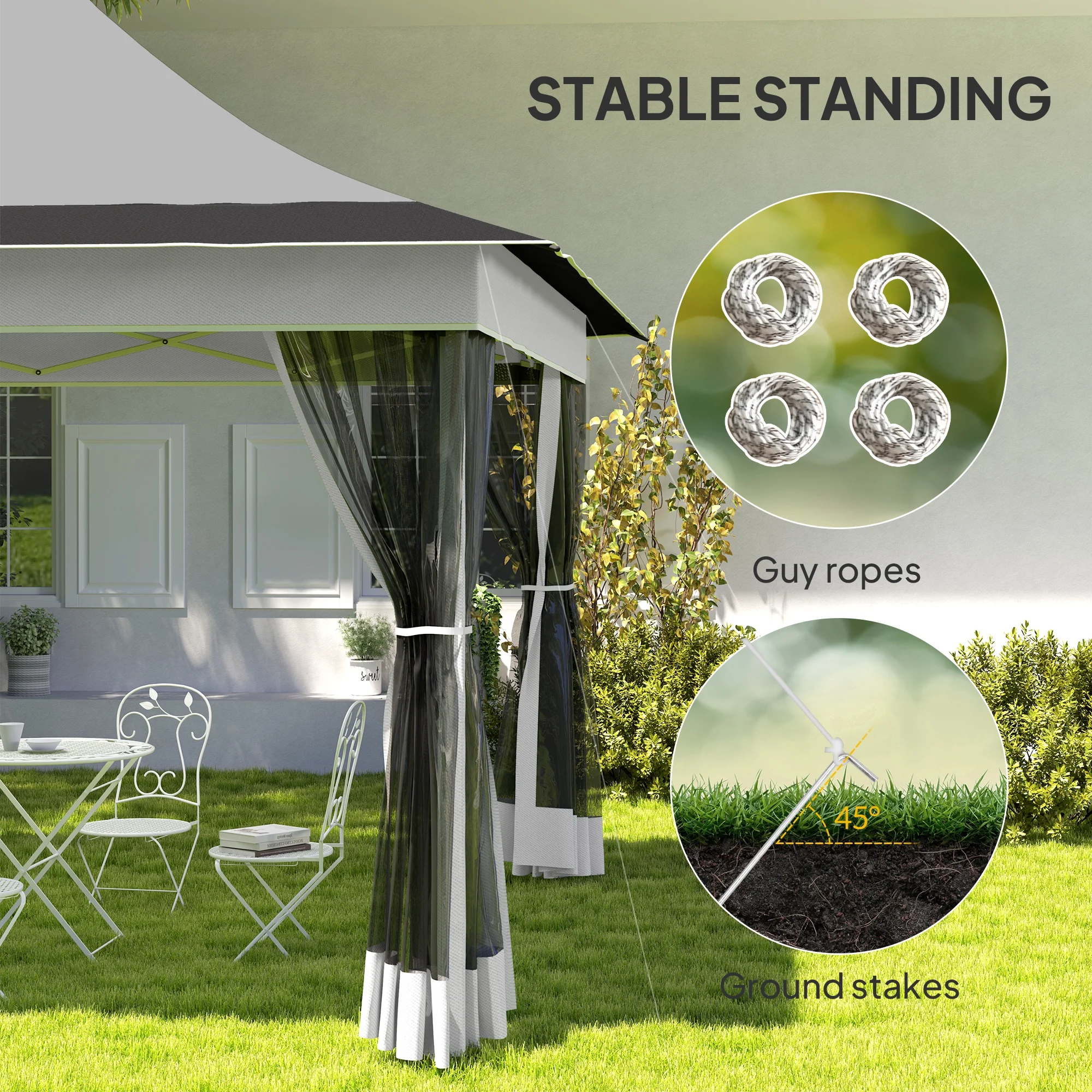 12 x 12 ft. Pavillon mit Moskitonetz, UPF50+, Tragetasche, hellgrau – Bild 8