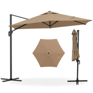 CampGlut 9x8.2FT Cantilever Patio Umbrella im Outdoor-Garten.