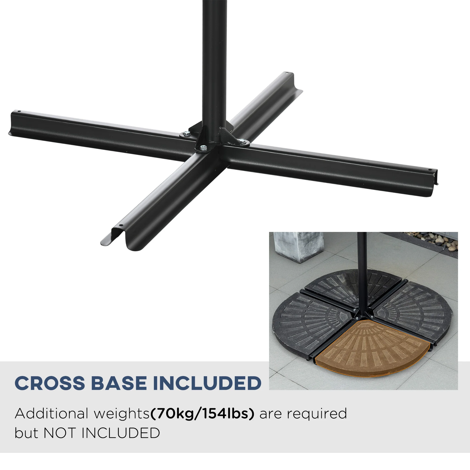 Sombrilla offset de 10 pies con manivela y base de cruz para terraza, jardín, piscina... – Image 6
