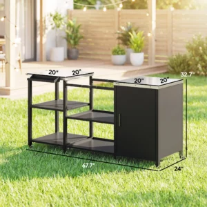 CampGlut Grill Table mit geöffneten Seitentischen im Detail.