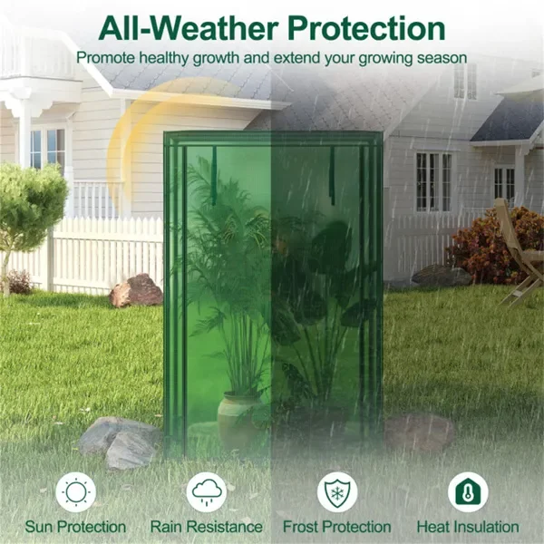 Green Mini Greenhouse 99x51x150cm PE Mesh, Tool-Free Assembly - Imagen 4