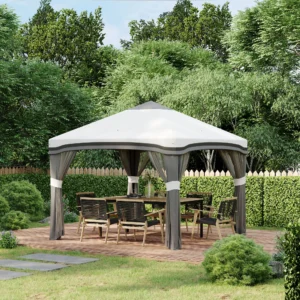 10 x 10 Pop-Up-Pavillon mit Netz, höhenverstellbar, mit Rolltasche & 4 Sandsä...