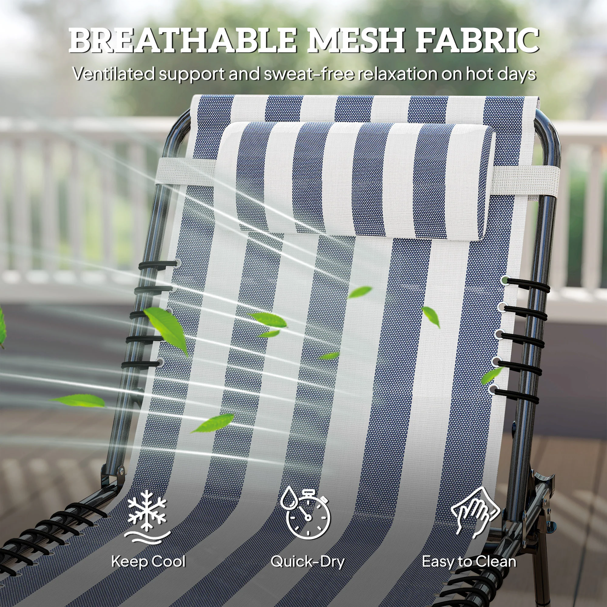 CampGlut verstellbare Chaiselongue für Camping und Garten.