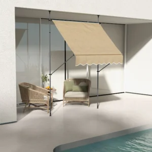 6,5 x 4 m manuelle ausziehbare Markise, schraubenlose Terrassenmarkise, UV-be...