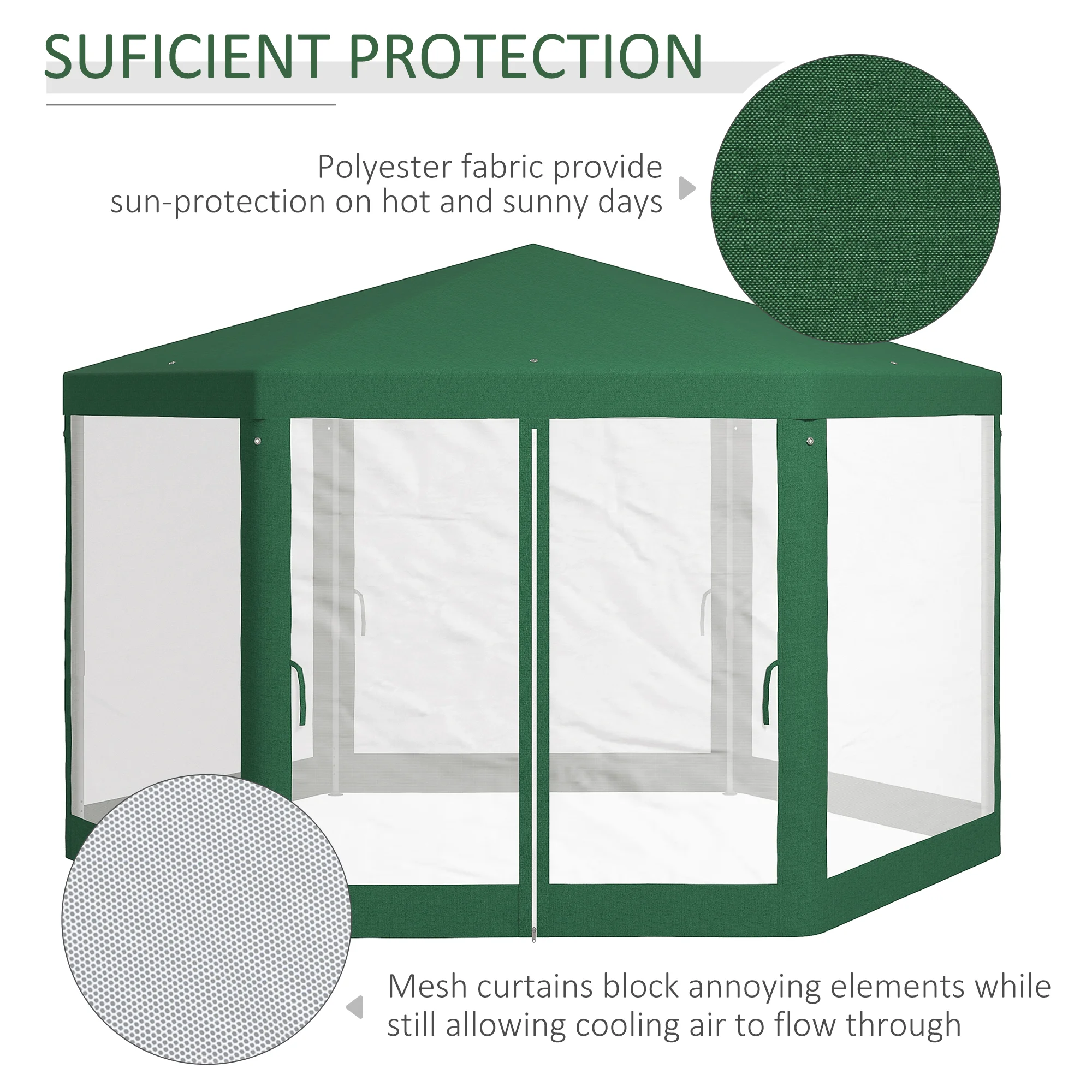13 x 11 Outdoor Partyzelt, sechseckiges Sonnenschutzdach mit Schutzseitenwänd... – Bild 5