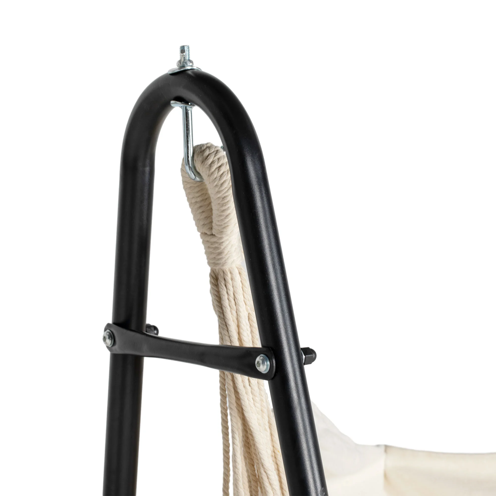 Hanging chair with U-stand, side pocket, cream white - Image 8