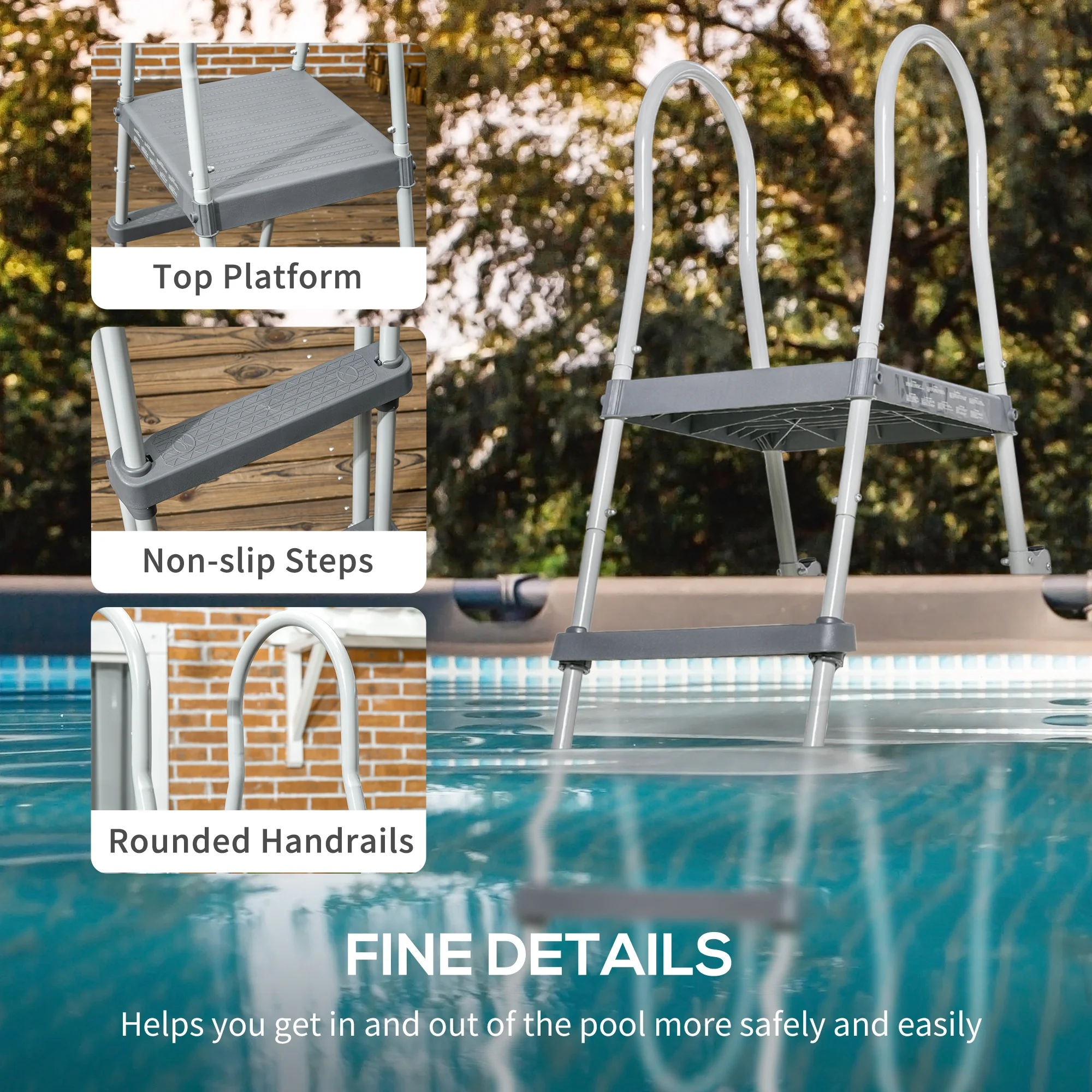 CampGlut 70-Zoll Schwimmbadleiter für Kinder und Erwachsene Outdoor.