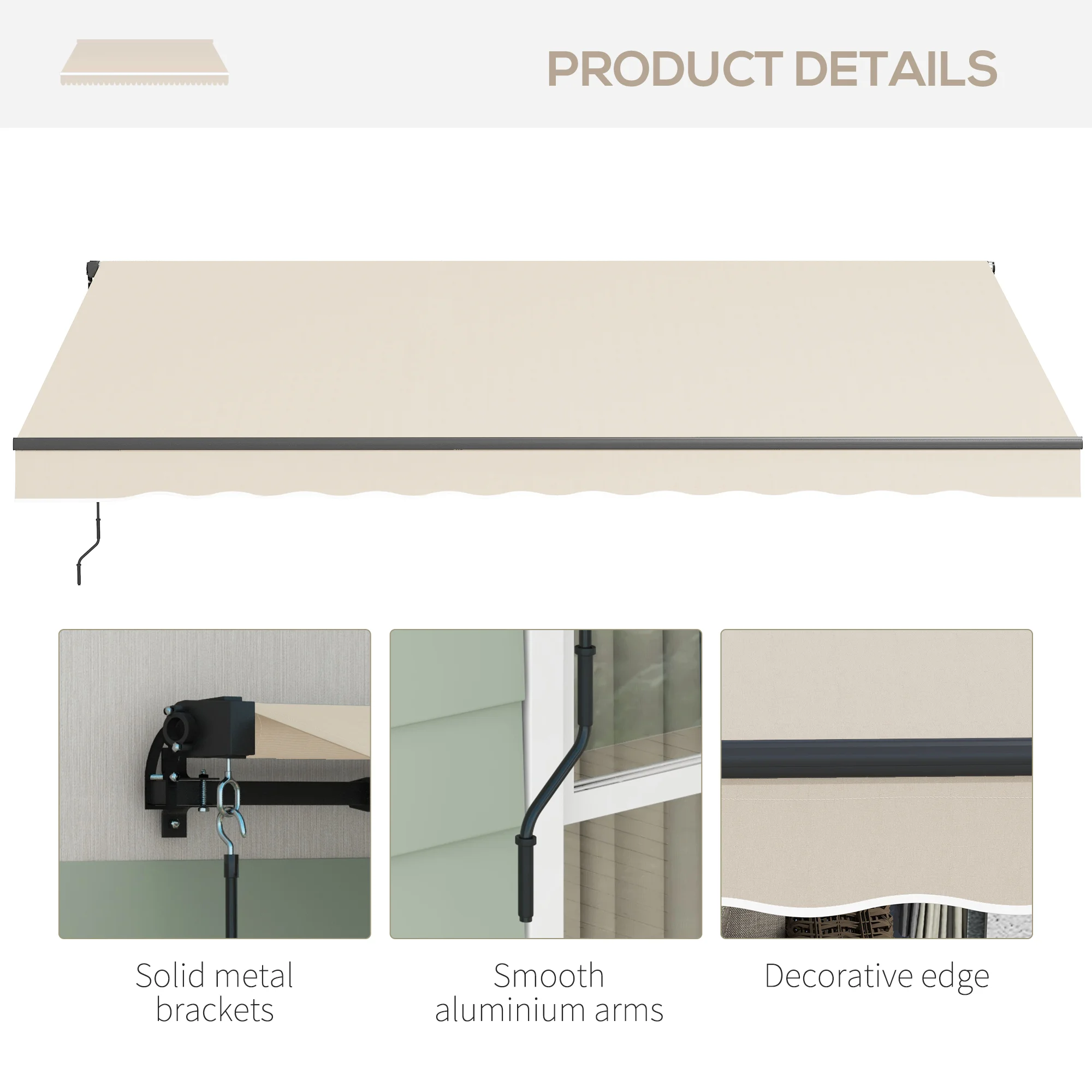 13 x 10 ausziehbare Markise, 280gsm UV-beständiger Sonnenschutz für Terrasse,... – Bild 8