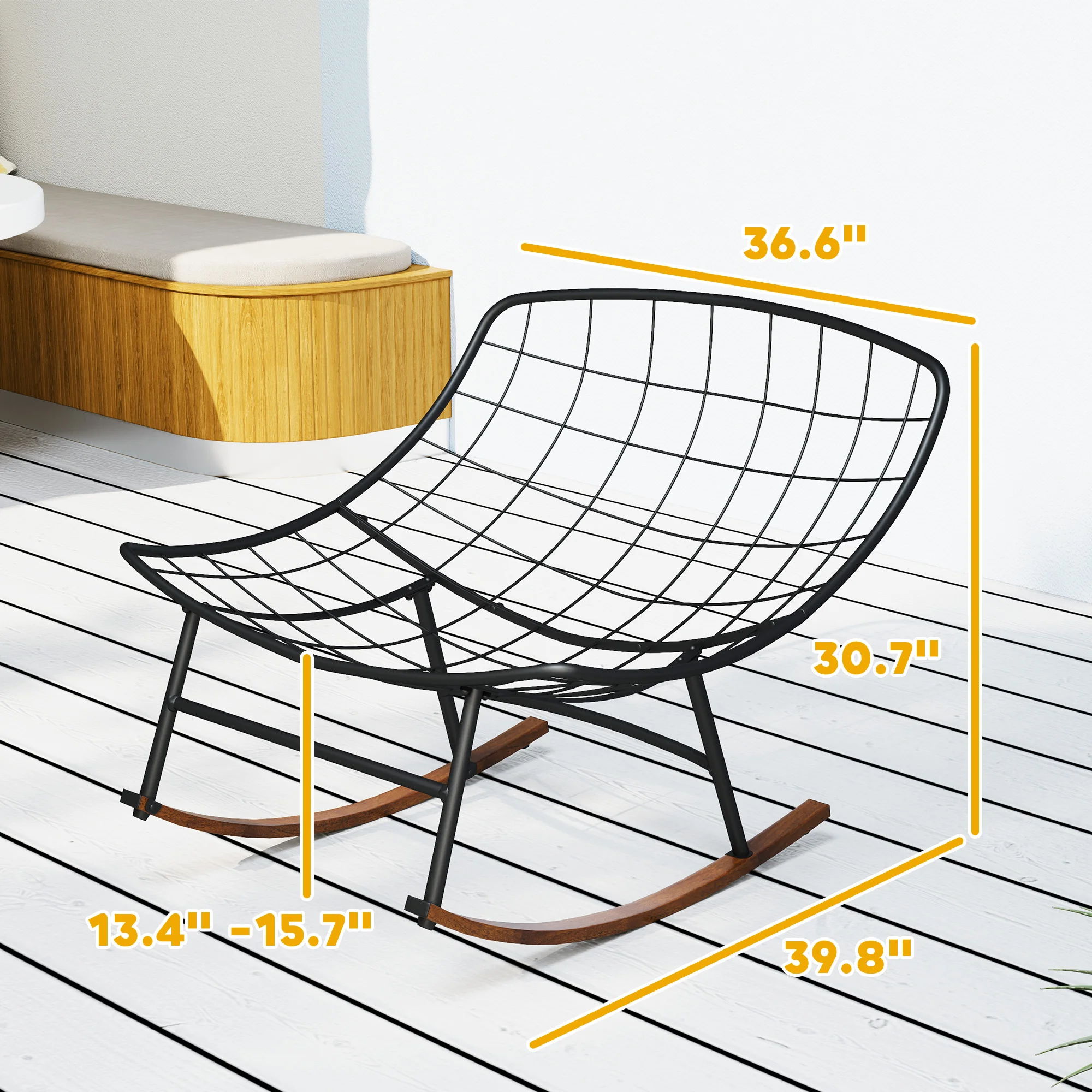 Garten-Set aus 2 überdimensionierten Schaukel-Papasan-Stühlen mit Polstern, 1... – Bild 6