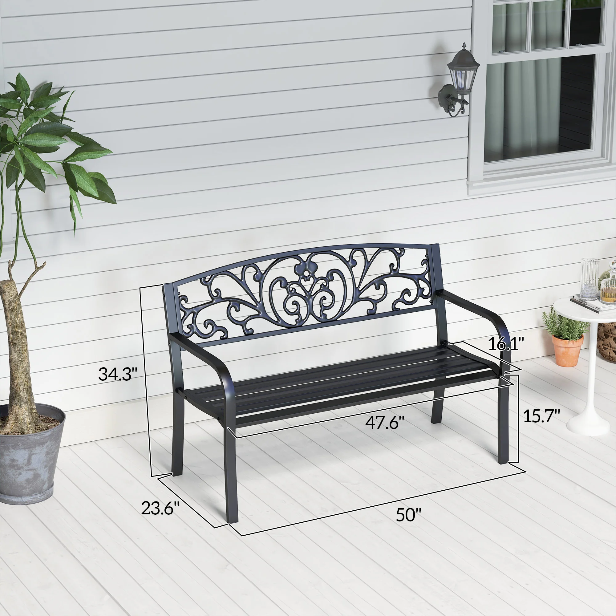 CampGlut Zierbank: Elegantes Design für Terrassen.