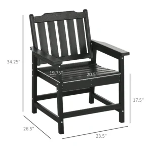Allwetter-Patiosessel, HDPE-Speisezimmerstuhl, schweres Holz-Design für Garte...