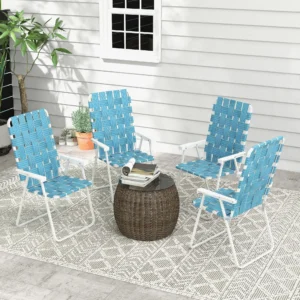 4er-Set Klappstühle für Terrasse, Campingstühle, klappbare Gartenstühle mit A...
