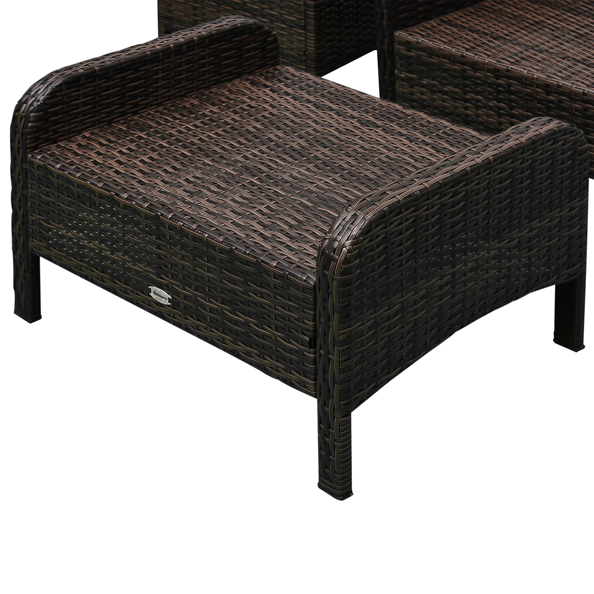5-teiliges Rattan-Sitzgruppe-Set mit 2 Polstersesseln, 2 Hockern und Couchtis... – Bild 3