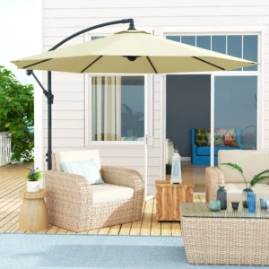 10 Ausleger-Sonnenschirm mit Kippfunktion, UV- & wasserfestem Material, Kreuz...