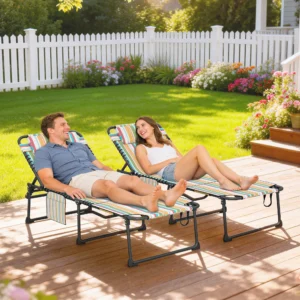 CampGlut faltbare 2er-Chaise-Lounge für Pool.