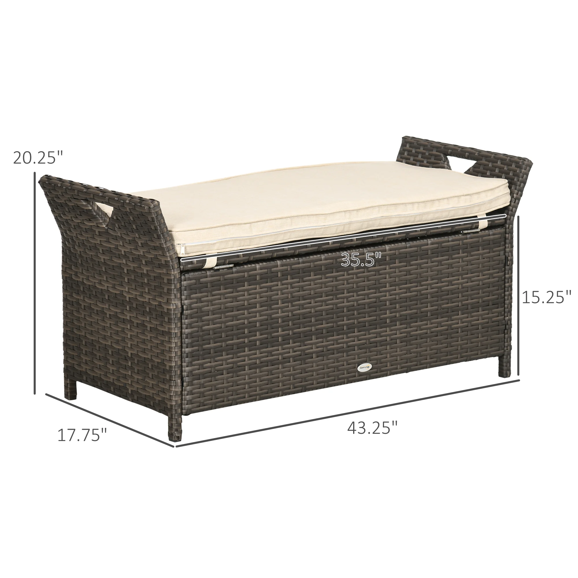 CampGlut 2-in-1 Speicherbank aus Rattan für Garten.