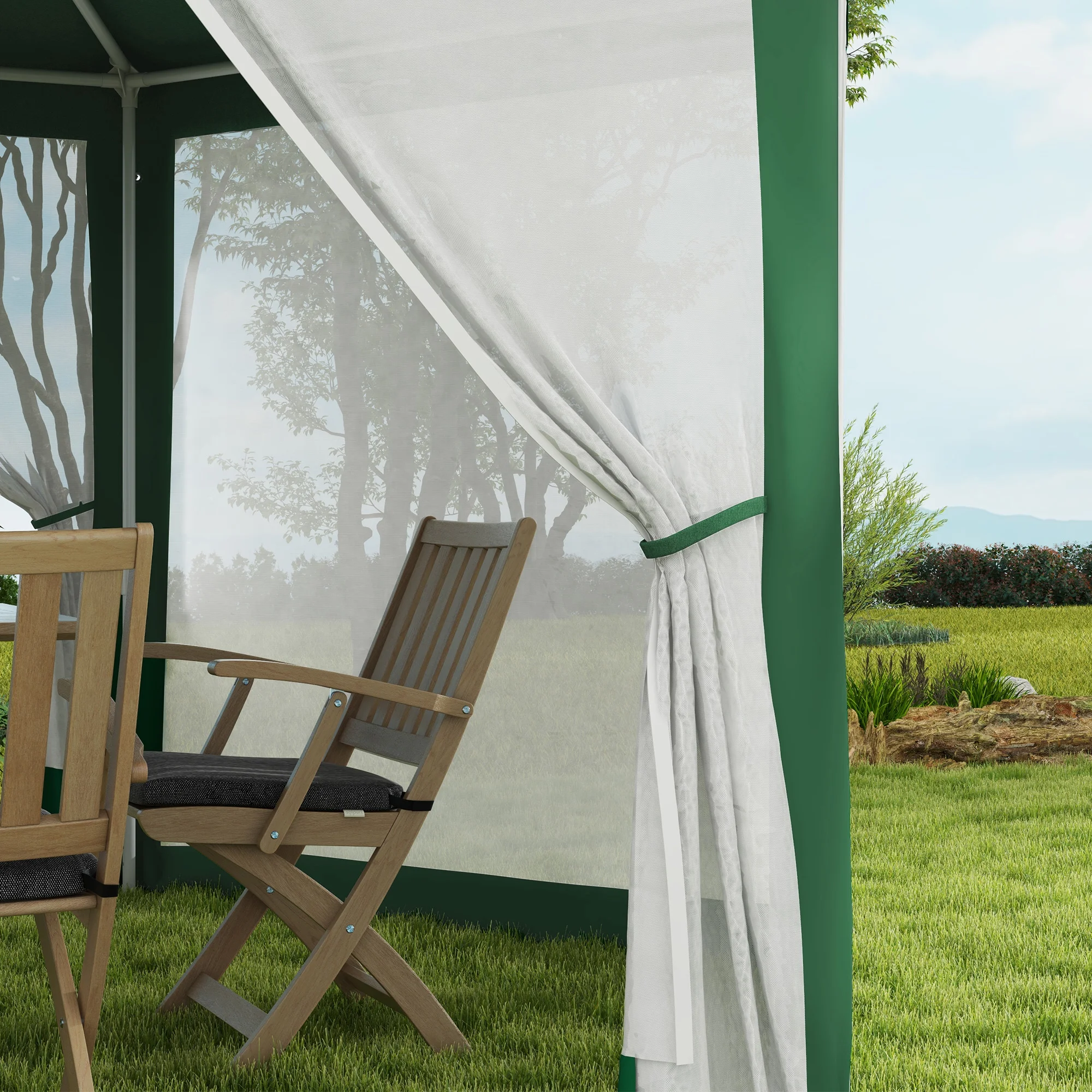 13 x 11 Outdoor Partyzelt, sechseckiges Sonnenschutzdach mit Schutzseitenwänd... – Bild 6