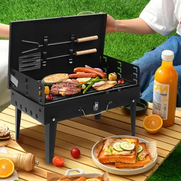 44x27x7cm Portable Square Charcoal Grill Black - Image 20