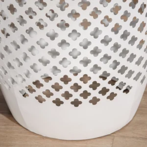 12" Stahl-Seitentisch Outdoor, Runder Hohltrommel-Patio-Tisch, Akzenttisch fü...